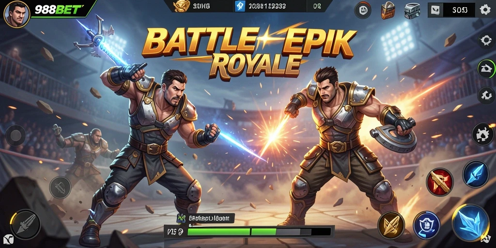 Tampilan gameplay menarik dalam pertempuran Battle Royale 988BET.