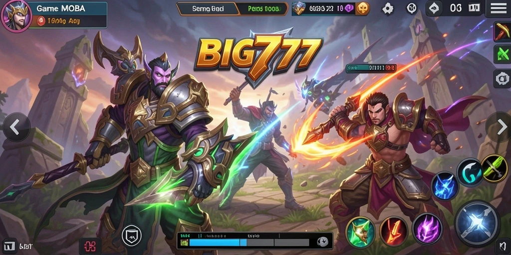 Tampilan gameplay yang mendebarkan dalam BIG777, game MOBA paling seru.
