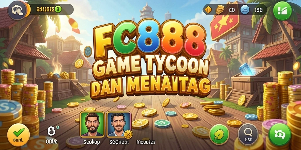 Tampilan gameplay FC888 dengan elemen manajemen Tycoon yang menarik.