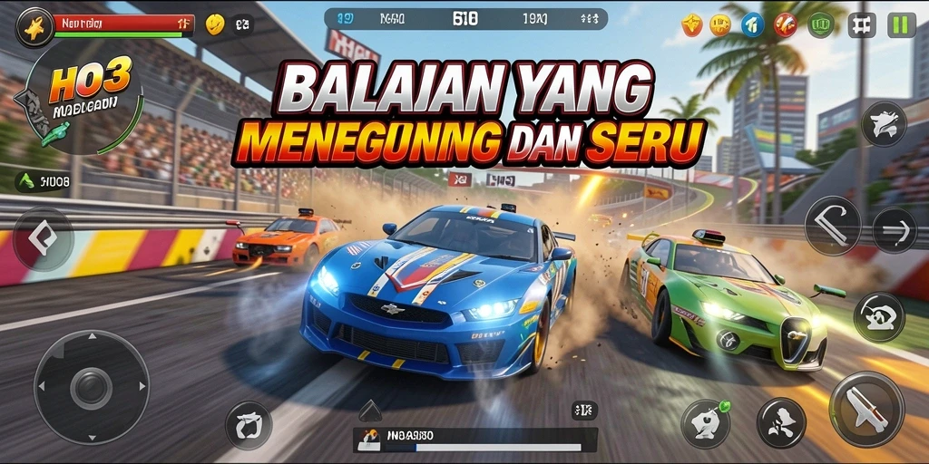 Tampilan gameplay balapan seru dan menarik di HO3.