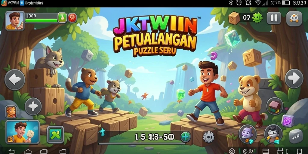 Tampilan gameplay JKTWIN yang penuh warna dan menantang teka-teki.