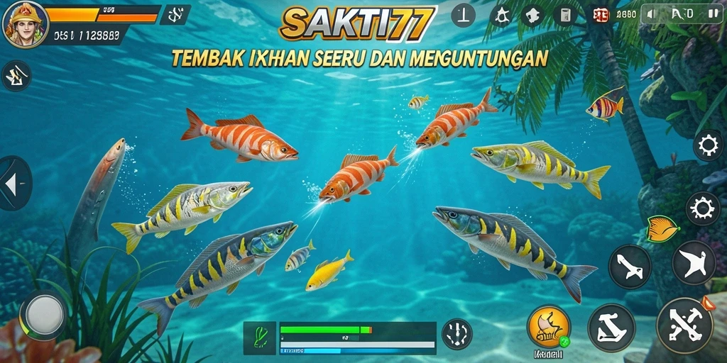Screenshot SAKTI77 menampilkan aksi seru dalam permainan Tembak Ikan.