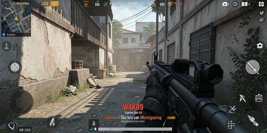 Screenshot gameplay WAK89 menampilkan aksi tembak-menembak yang intens.