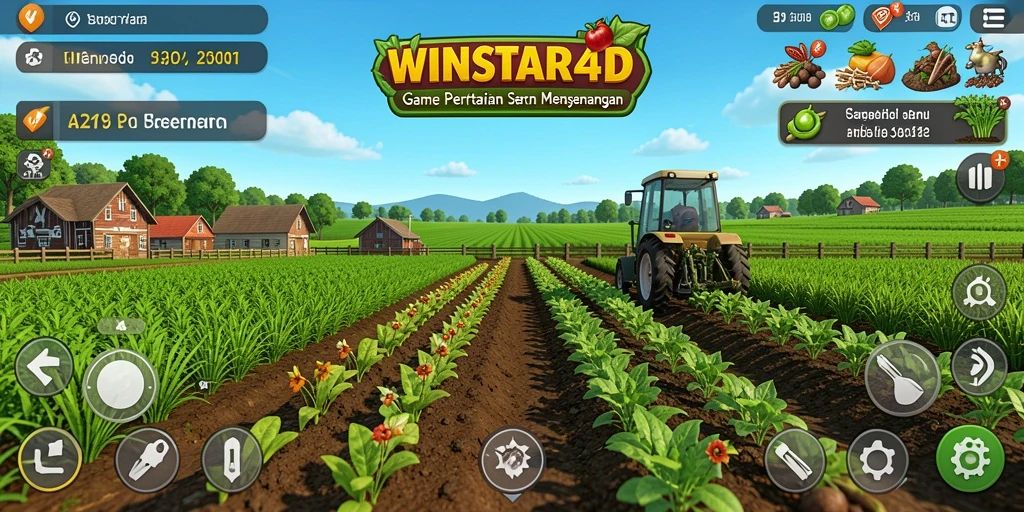 Tampilan gameplay menarik dari WINSTAR4D dengan aktivitas bertani.